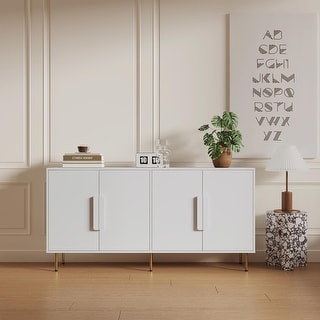 Modern Sideboard Buffet Cabinet with 4-Door Storage and Handles - Bed ...