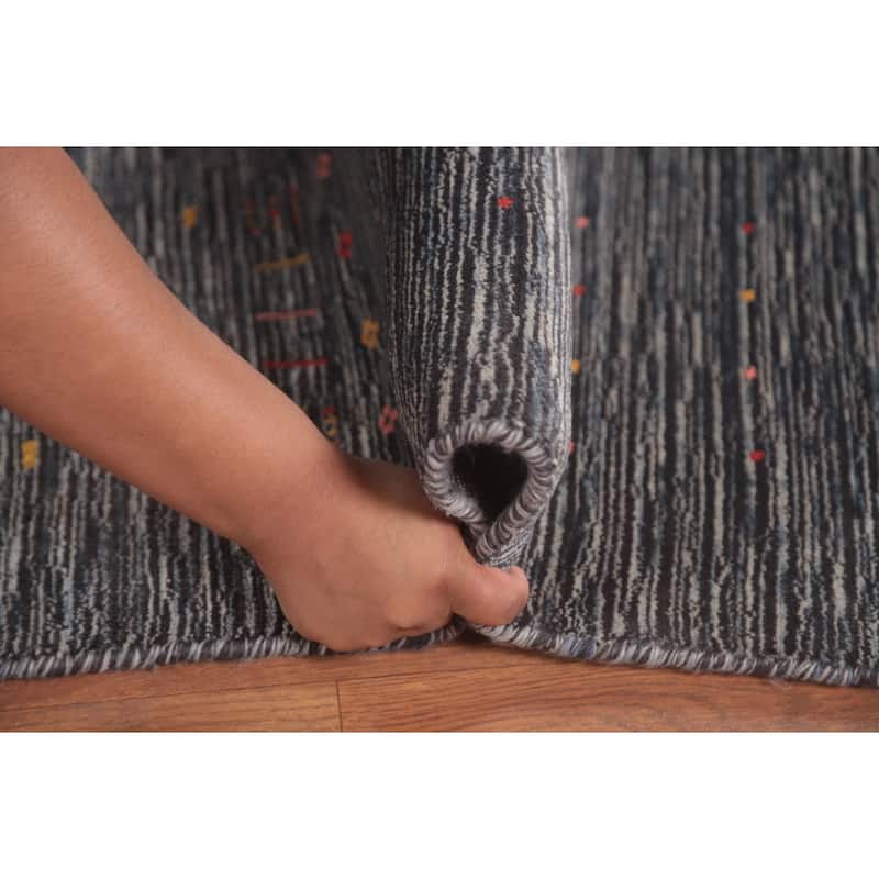 Striped Gabbeh Oriental Area Rug Wool Carpet - 8'9"x 11'6"