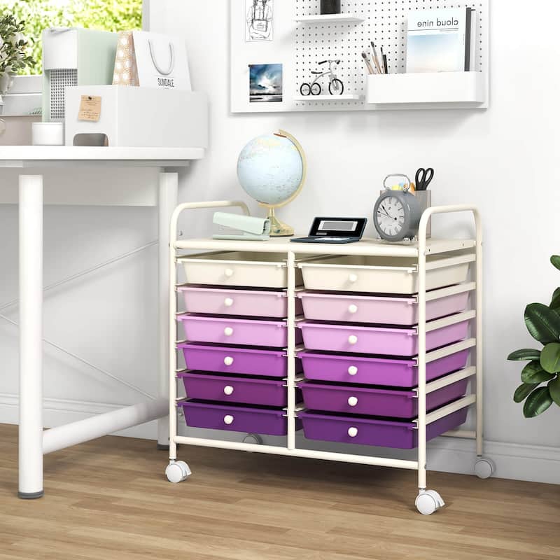 Costway 12 Drawers Rolling Cart Storage Scrapbook Paper Studio - See Details