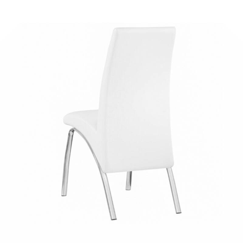 Set of 2 Padded Leatherette Side Chairs in White and Chrome