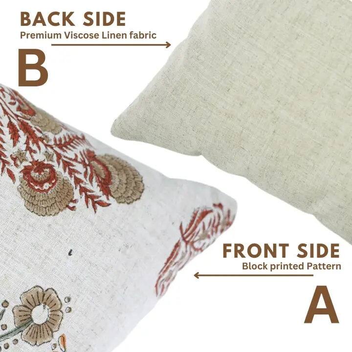 Natural Floral Dyed Block Print Pillow cover - Vanshika Mohini