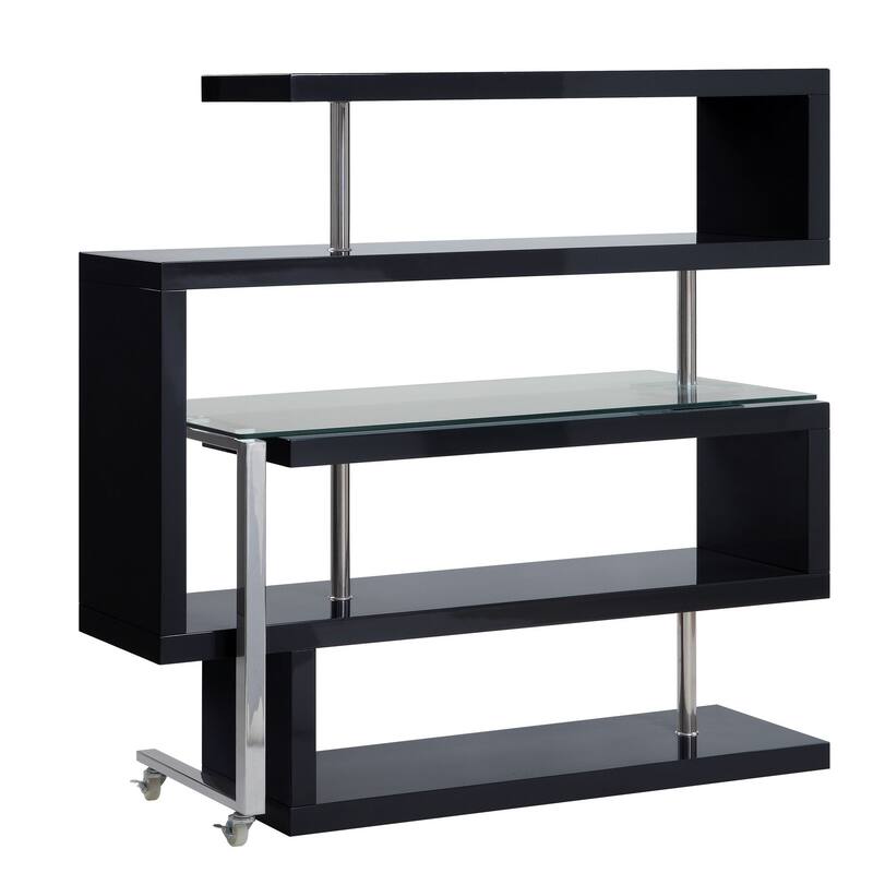 Writing Desk with 4 Swivel Etagere Shelf, Brown