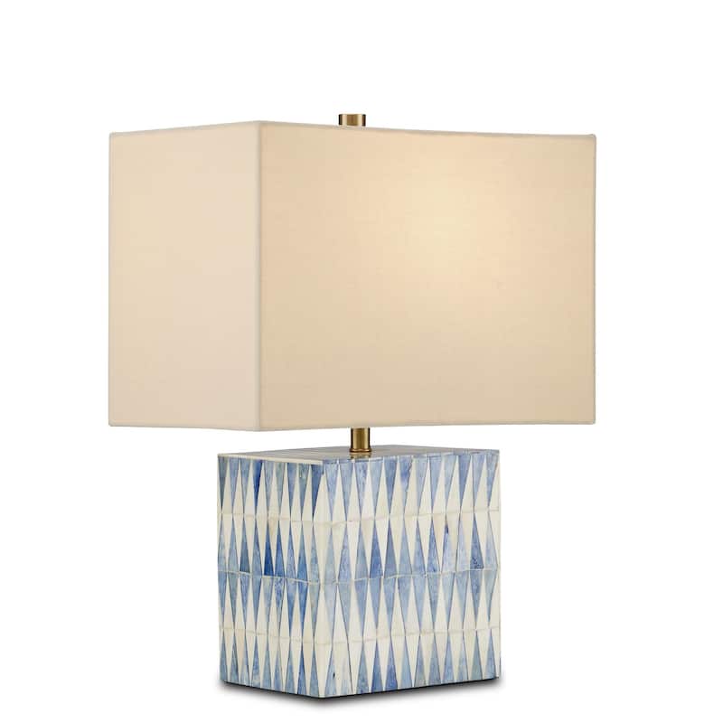 Currey & Company Nadene Blue & White Table Lamp - 17.5"h x 13"w x 8"d - 17.5"h x 13"w x 8"d - Blue/White