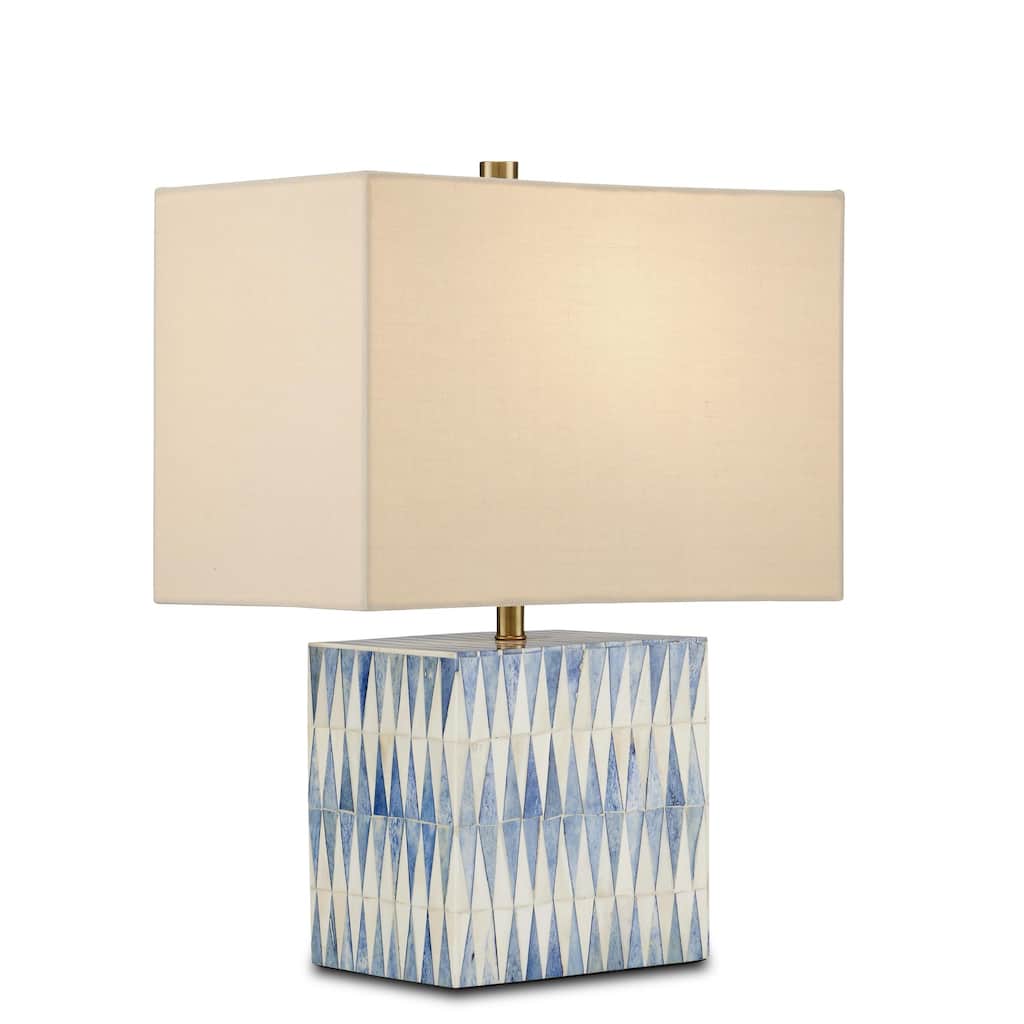 Currey & Company Nadene Blue & White Table Lamp - 17.5"h x 13"w x 8"d