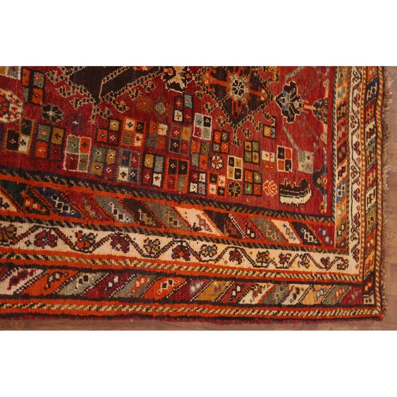 Hand Knotted Oriental 100% Wool Carpet Traditional Tribal Red Kashkoli Area Rug - 8' 2'' X 5' 4''