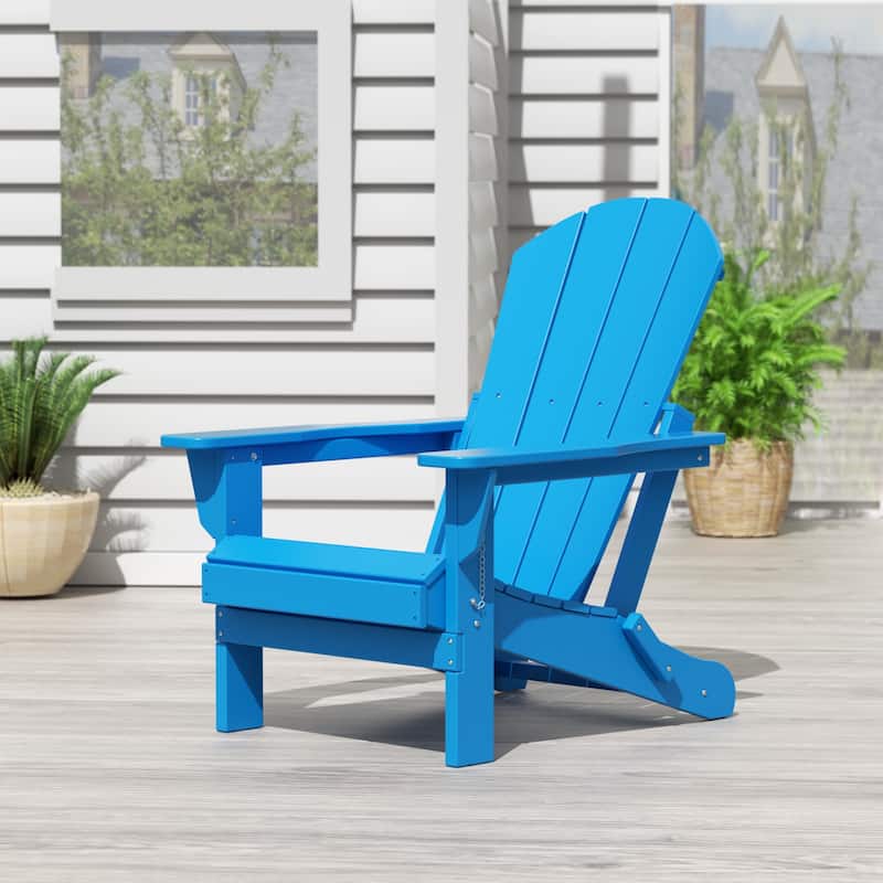 POLYTRENDS Laguna All Weather Poly Outdoor Adirondack Chair - Foldable - Pacific Blue