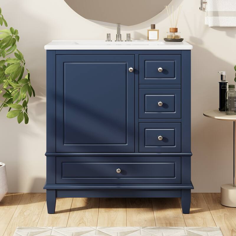 30"Freestanding Bathroom Vanity with Ceramic Sink