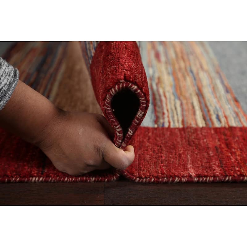 Striped Gabbeh Kashkoli Oriental Runner Rug Hand-knotted Wool Carpet - 2'9" x 10'4"