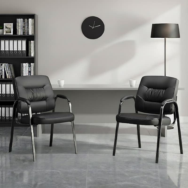 Ergonomic Conference Chairs with PU Leather Upholstery - Set of 2