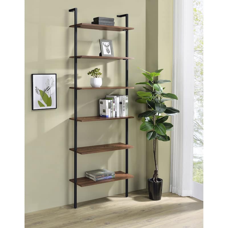 Owens 31-Inch 6-Shelf Wall Bookshelf Walnut