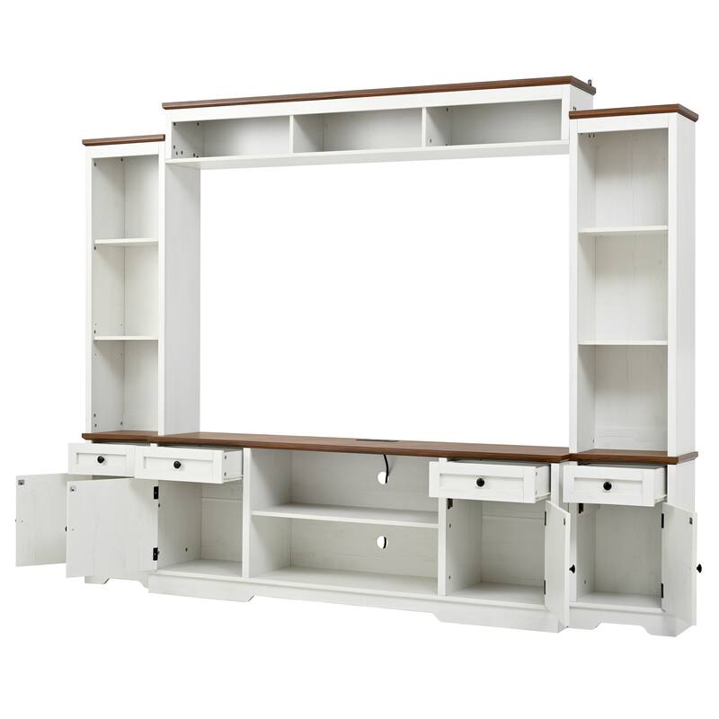 98.8" W Wall Unit Entertainment Center with Bookshelves for TVs up to 80", Modern TV Stand Media Console