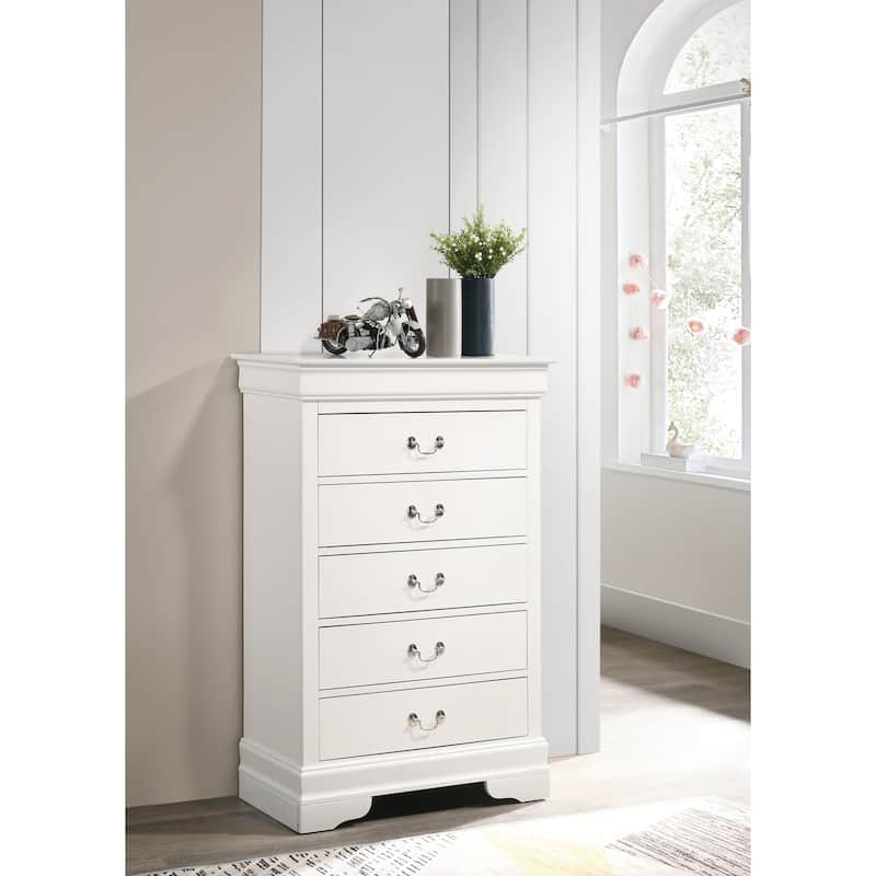 Louis Phillipe 5-drawer Bedroom Chest - White