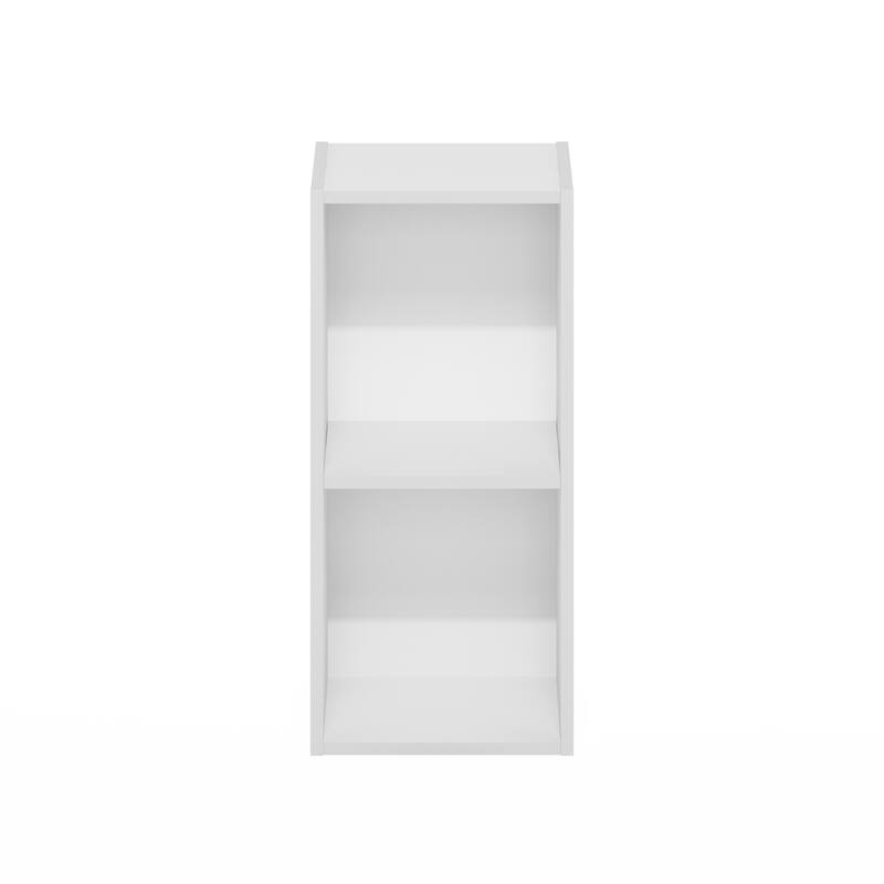 9.84 in. Tall White Wood 2-Shelf Bookcase