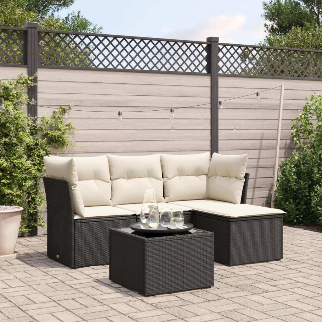 vidaXL Garden Sofa Set Black - 21.7 x 21.7 x 14.6