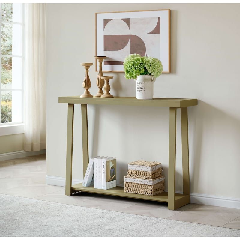 Emma Collection Wood 44" Modern Console Table with Shelf - Lemon Pepper