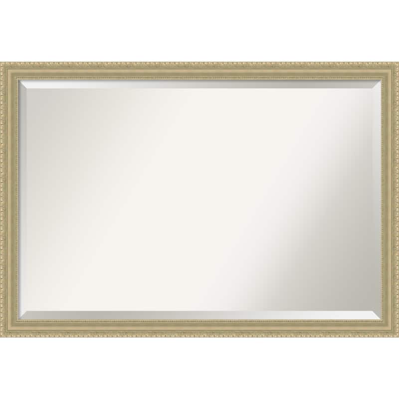 Beveled Wood Wall Mirror - Champagne Teardrop Frame - Outer Size: 39 x 27 in