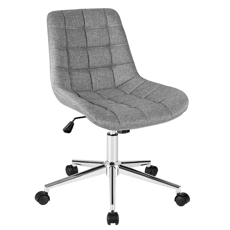 Costway Upholstered Armless Office Chair with Adjustable Height & - Grey