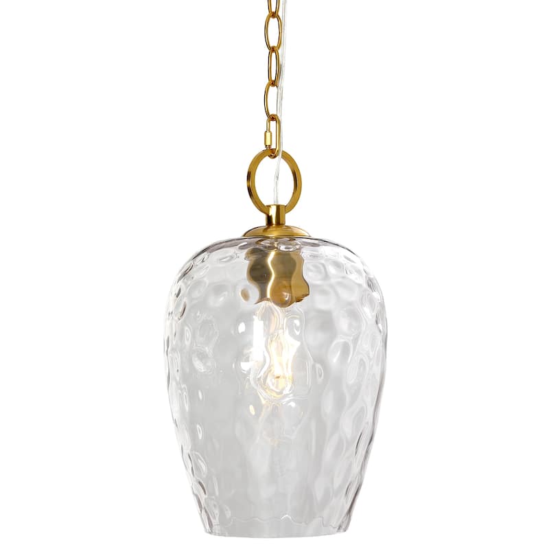 Modern Hammered Glass Pendant with 60'' Adjustable Chain, Thick Textured Shade