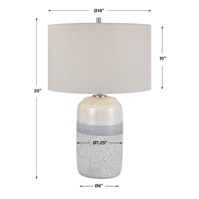 Specked Ceramic Table Lamp with Drum Shade - 25"
