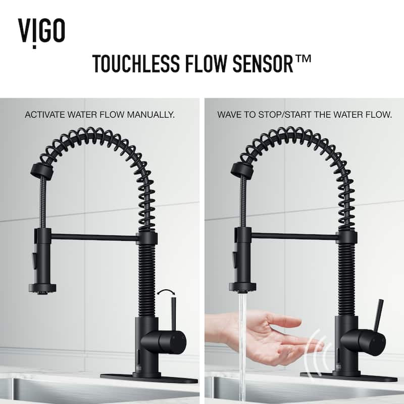 VIGO Edison 19" H Single Handle Pull-Down Sprayer Kitchen Faucet Set with Touchless Sensor