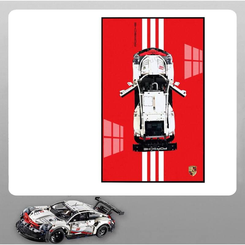 Assembled Building Block Car With Poster Display, Wall Art