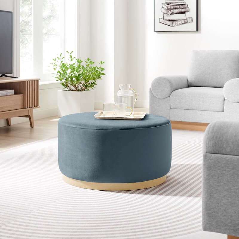 Tilden 16"/23"/29"/38" Performance Velvet Upholstered Ottoman - 30"W x 30"L x 16"H - Cadet Blue Natural
