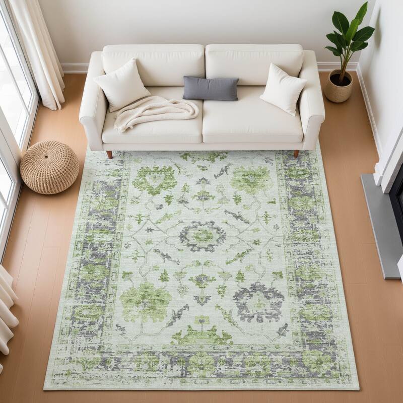 Premium Washable Super Soft Vintage Traditional Mayfield Rug - Mint - 3' x 5'