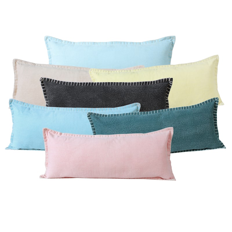Sevita Guapo Casual Solid Stitched Edge Cotton Throw Pillow