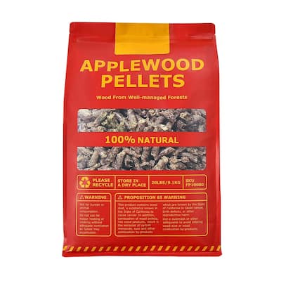 20 Pounds Apple Wood Pellets 100% All-Natural for Pellet Grills - 13" x 5" x 20"(L x W x H)