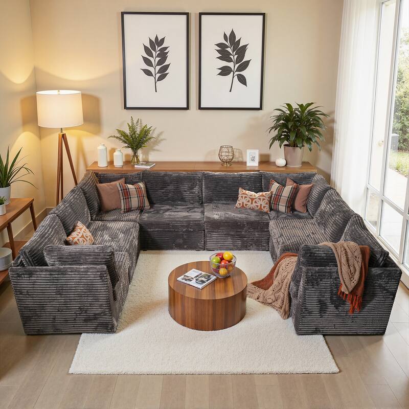 OVIOS Art-Style Deep-Seat Sofa - PlushGrey