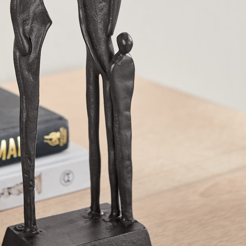 Brown Cast Iron Abstract Family of Four Together Sculpture