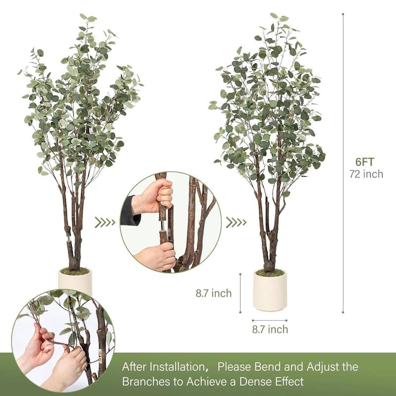 Artificial Eucalyptus Tree, Fake Potted Plant for Home Decor