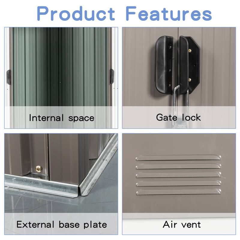 8 x 4FT Outdoor Metal Storage Shed