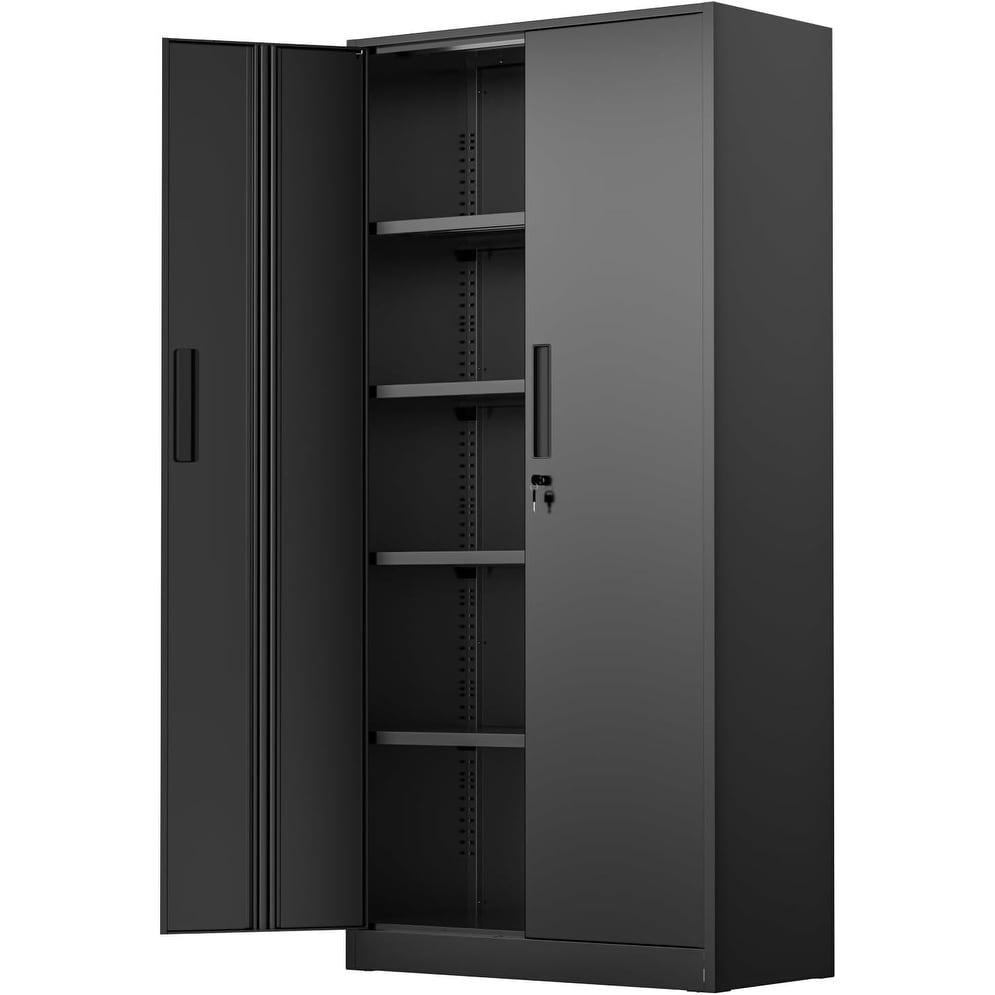 72 Inch Heavy-Duty Metal Storage Cabinet with 4 Adjustable Shelves & 2 Doors for Tools, Office, Home, Workshop