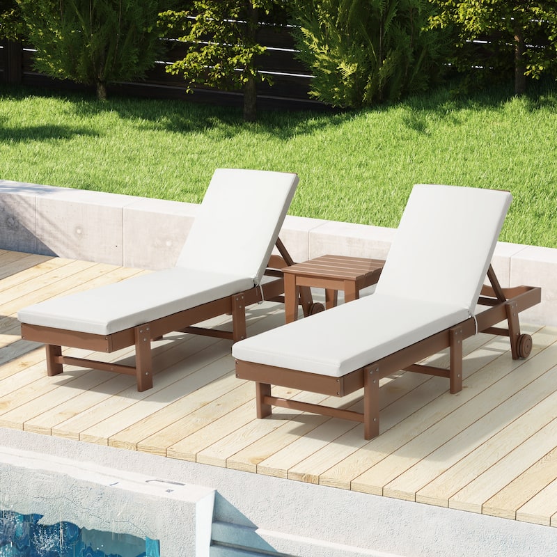 Polytrends Fading Free All Weather Outdoor Patio Chaise Lounge Cushions - (Set of 2) - 70" x 21.5" - White