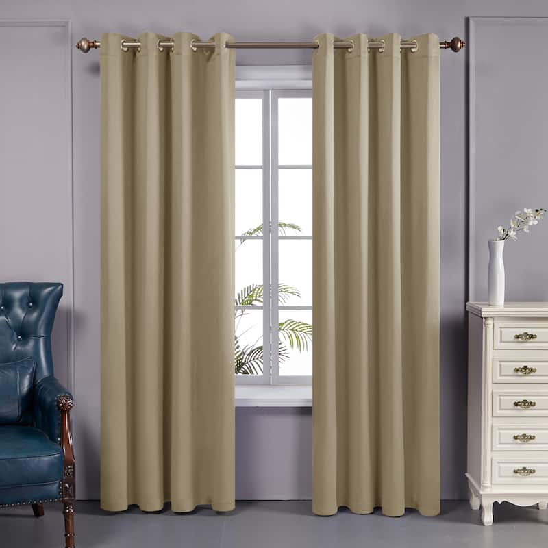 Deconovo 100 Percent Blackout Double Layers Lined Curtain (2 Panel)