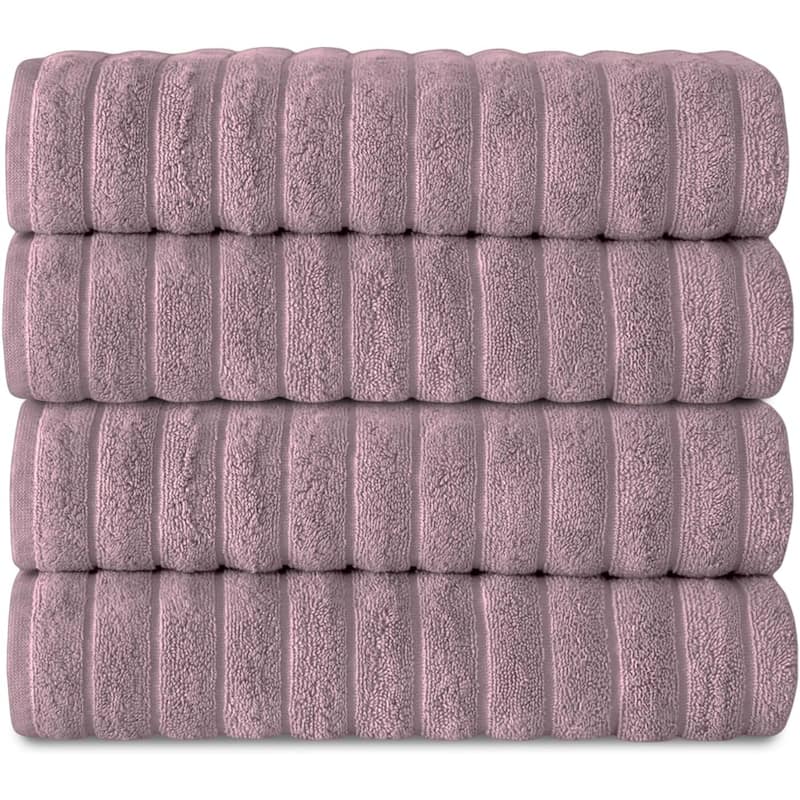 Brampton Turkish Cotton 4 Piece Bath Towels Set Heavyweight 27x54" - Mauve