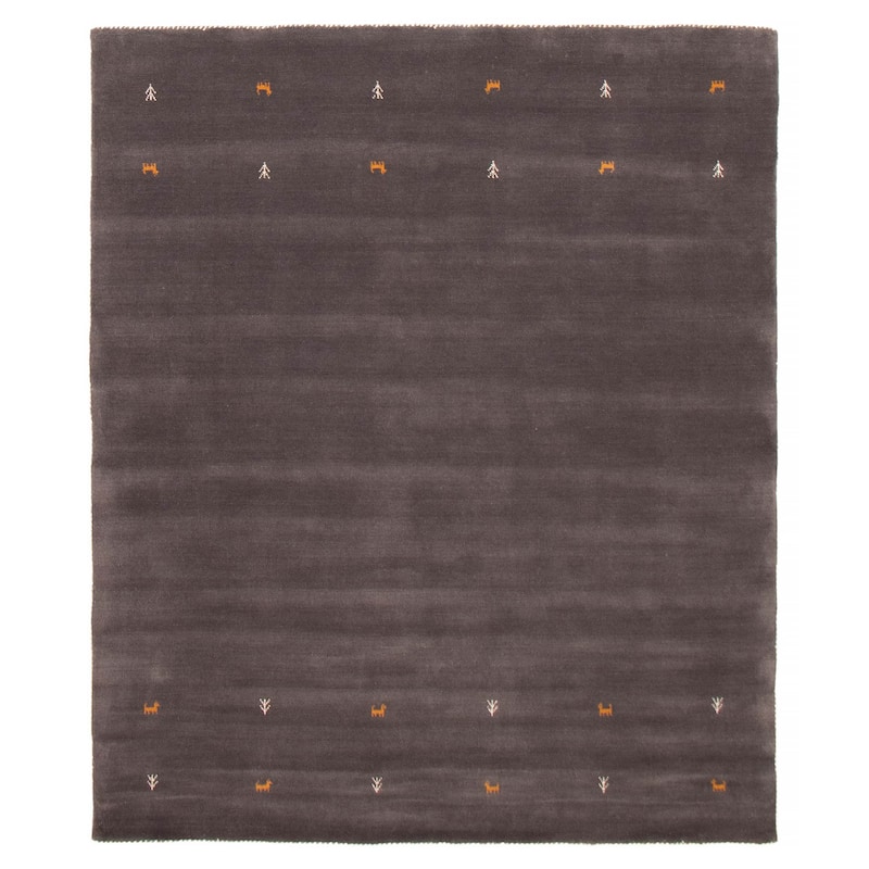 Kashkuli Gabbeh Grey Rug 6'5" x 9'7" - 6'5 x 9'7 - Dark Grey - 6'5 x 9'7