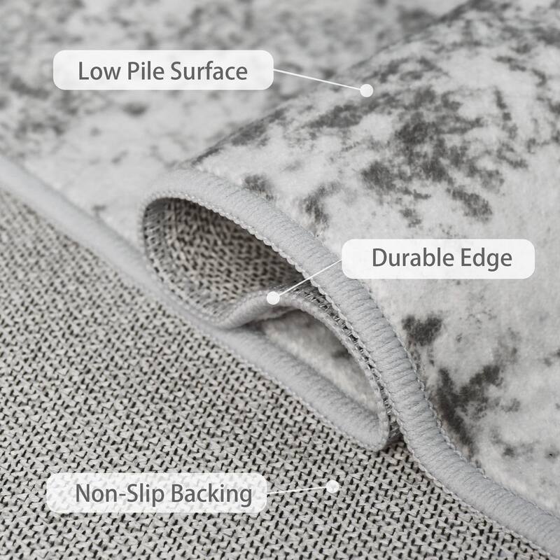 Mcow Abstract Modern Microfiber Low-Pile Washable Area Rug