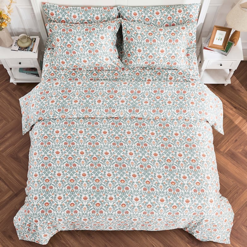 Printed Design Cotton Collection Crafted Sheet Set and Pillowcases