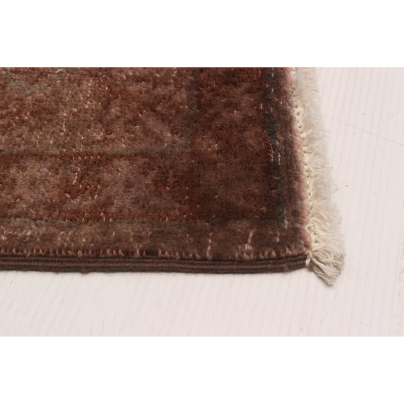 ECARPETGALLERY Hand-knotted Vibrance Dark Brown Wool Rug - 6'1 x 8'3