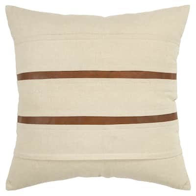 20" Ivory and Brown Cotton Blend