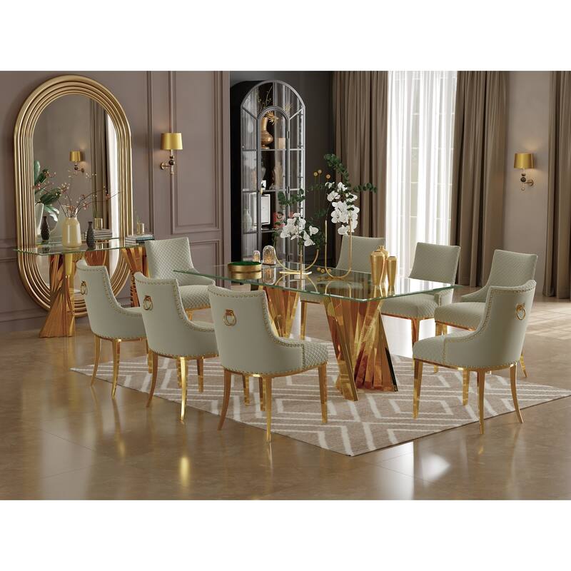78 inch and 94 inch Glass Dinner Table Falcone Kitchen and Dining Table