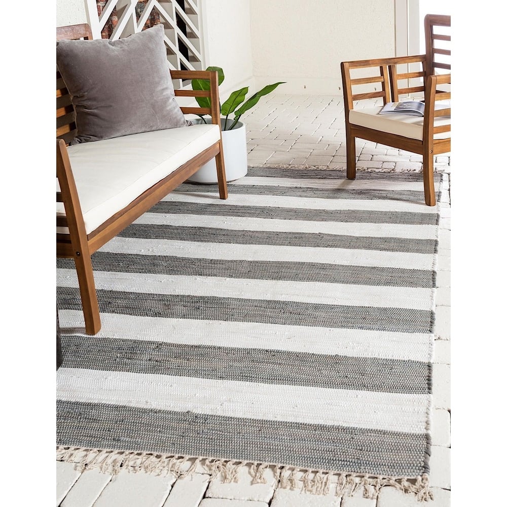 Solid/Striped Emaburn Collection Area Rug