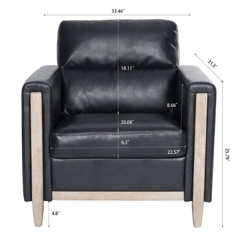 1-Seater Sofa with High-Resilience Sponge, Solid Wood Frame for Small Spaces