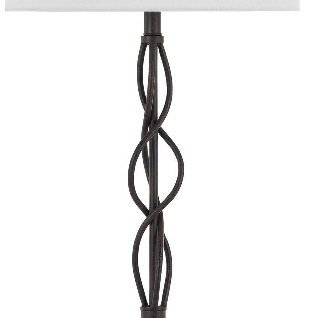 150W 3 Way Metal Floor Lamp with Fabric Drum Shade, Bronze and White