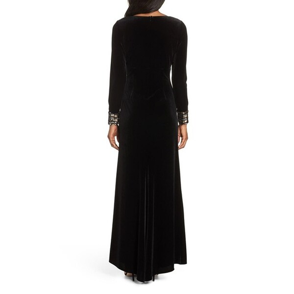 vince camuto long sleeve velvet gown