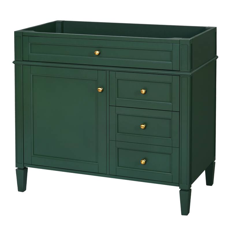 Roomfitters 36'' Bathroom Vanity, Modern Freestanding Storage Cabinet with 2 Drawers and Tip-Out Compartment, Solid Wood Frame