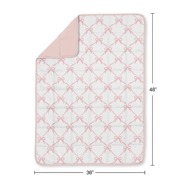 Sweet Jojo Designs Pink Bows Girl Toddler Weighted Blanket 5lbs for Kids -Blush Elegant, Vintage, Coquette for Ballet Collection