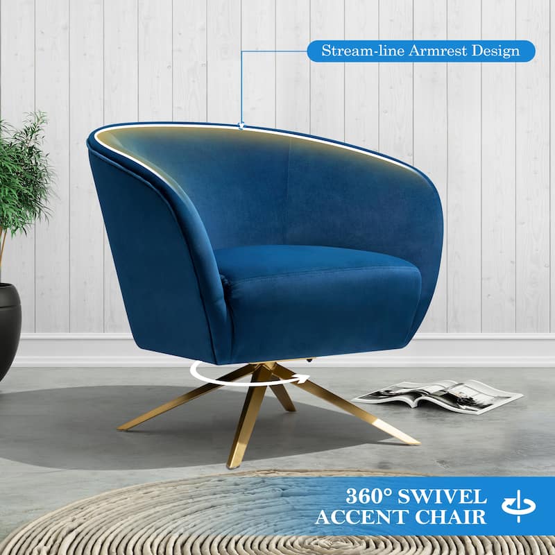 Modern Upholstered 360-degree Swivel Accent Chair Faux Leather Sofa Chair